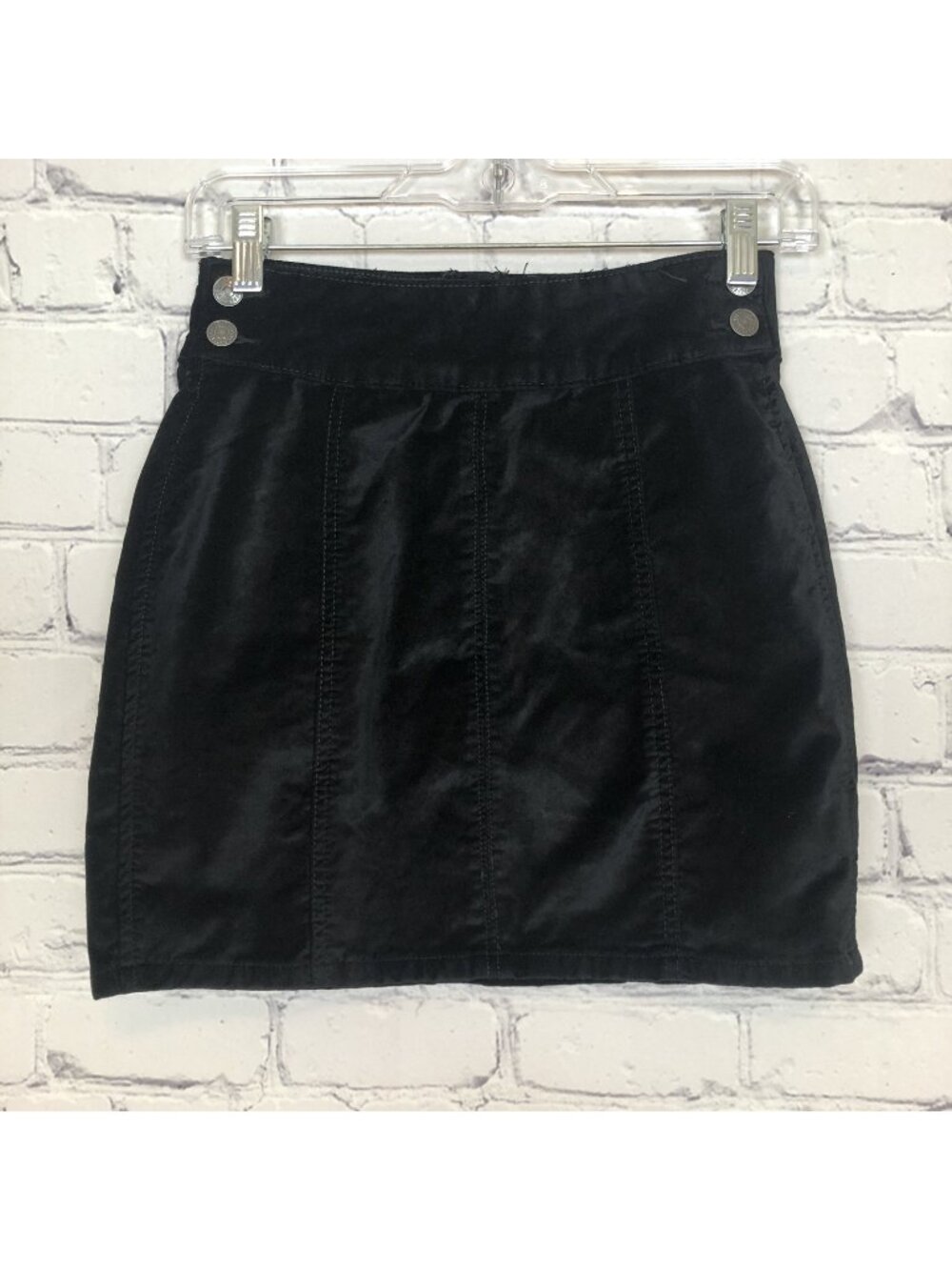 Free People Black Velvet Mini Skirt Size 24
